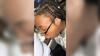 Ebony 18 Yo POV Head w/ Mouth Creampie