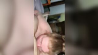 Giving fellatio like an obedient little hoe