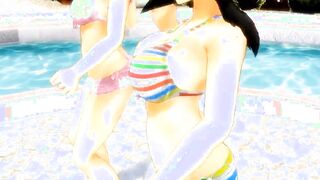 【MMD】Bikini Hibari & Bikini Asuka - Bikini Dance of the Tail【1080p】【R-18】