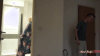 AuntJudysXXX - 59yo Big Titted Blonde GILF Amy catches her Step-Nephew