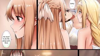 Asuna and three other girls have sex with Kirito - Sword art online - anime comic