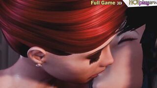 3D Futanari Animation, Anal Cumshot - Red Head Lady Boy fucks Dark Haired's