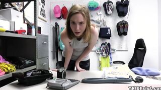 Flat chested teens shoplifter first anal