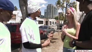 DevilsVid.com - A blonde 18 yo gangbanged by three african guys