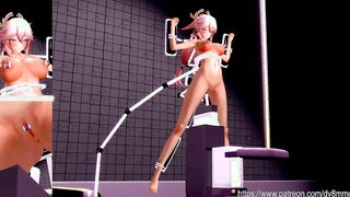 Genshin Impact Yae Miko - Machine Bdsm double penetration Cumflation Facefucking