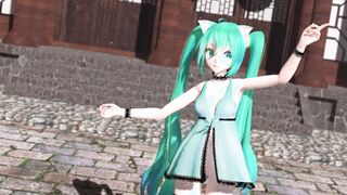 【MMD】Miku (Underwear Dress) - Pink Cat【R-18】
