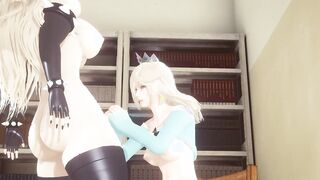 Mario Bross Animated - Rosalina x Bowsette Futanari Hardsex