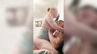 Sucking Off on my pregnant girlfriends jugs as she riding my penis
