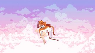 Cloud Meadow scenes with the main character (woman)