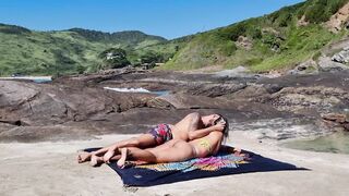Brazilian lovers make love into a paradisiacal outdoor place, listening
