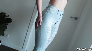 Cumming inside my denim jeans and panty after rubbing my
