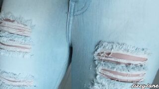 Cumming inside my denim jeans and panty after rubbing my