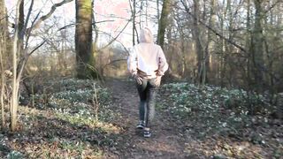 Red Bitch Blows My Penis into the forest while her