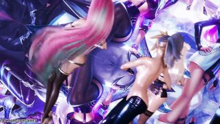 [MMD] T ara- Hot Love Kpop babe Nude Dance Ahri Akali Kaisa Evelynn Seraphine KDA 4K 60FPS