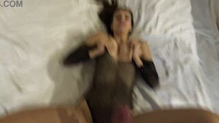 Hottie sex on the bed with a big tit and young