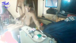 Thot into Texas - Hood Gangsta Bitch Smokes and Squirts After Being Gangbanged By 2 Cocks.