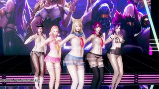 MMD Hello Venus -Wiggle Wiggle Striptease Ahri Akali Kaisa Evelynn Seraphine KDA