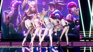 MMD Hello Venus -Wiggle Wiggle Striptease Ahri Akali Kaisa Evelynn Seraphine KDA