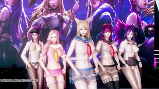 MMD Hello Venus -Wiggle Wiggle Striptease Ahri Akali Kaisa Evelynn Seraphine KDA
