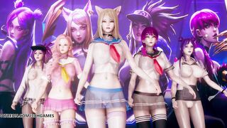 MMD Hello Venus -Wiggle Wiggle Striptease Ahri Akali Kaisa Evelynn Seraphine KDA