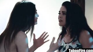 Step MILF and daughter 3some boned by uncle