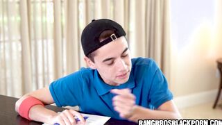 Lucky boy fucking his african college tutor - interracial porn