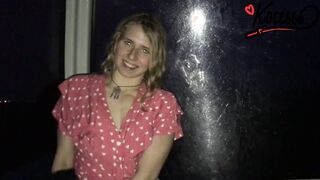 seduced the blonde on the cable vehicle | outdoors sex