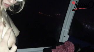 seduced the blonde on the cable vehicle | outdoors sex