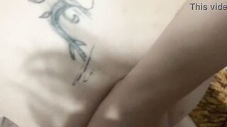 red haired with the booty plug and cum into the vagina,