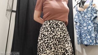 Showing my huge titties on camera into the dressing room