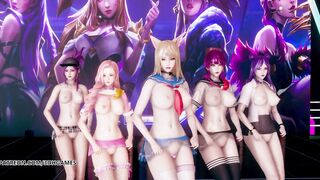 [MMD] Hello Venus -Wiggle Wiggle Nude Kpop Dance Ahri Akali Kaisa Evelynn Seraphine KDA