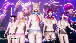 [MMD] Hello Venus -Wiggle Wiggle Nude Kpop Dance Ahri Akali Kaisa Evelynn Seraphine KDA
