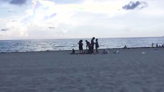 Jillian Goes To The Beach (Into A Small Gold Bikini)