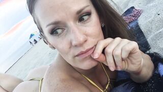 Jillian Goes To The Beach (Into A Small Gold Bikini)