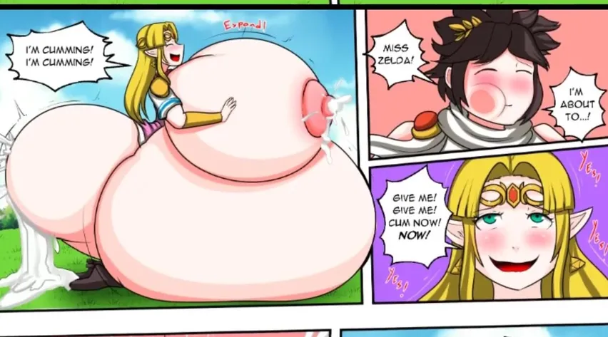 Magic Toons Giant Cock Growth - Zelda Milky Titted Growth - Expansion animated comic