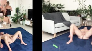 mom female domination plays with her slave. Whips, teases, blows, sounds and fucks him