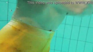 Hot orange pantyhose of Markova underwater