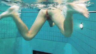 Hot orange pantyhose of Markova underwater