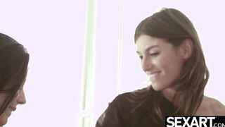 Spanish beauties enjoy wild lesbo scissoring and snatch eating