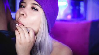Colombian blonde give her BF a bj while smoking for
