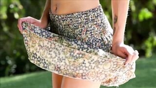 chick next door Alex Grey plays her pink cunt for you outdoors