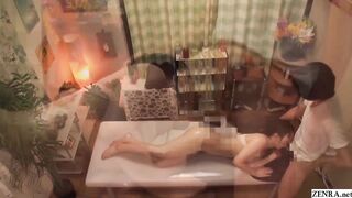 Japanese grind for virgin school cunt with mouth leads to sex