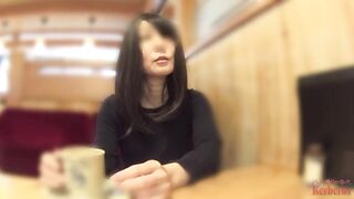 Cuckold fiance took off her panty into the cafe