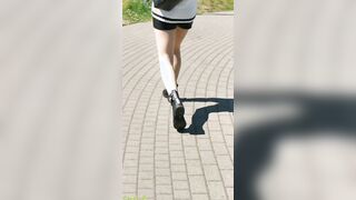 A schoolgirl with pretty titted and legs came from the street and immediately in the shower. vagina