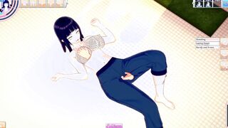 Hinata Hyuga offer you a titjob and fucks you inside the male toilet