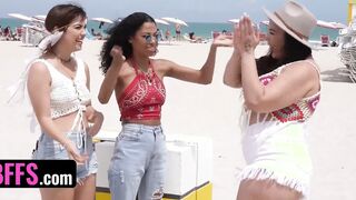 BFFS - Huge Assed 18 Yo Besties Crazy 420 Celebrating With Beach Party And Wild Foursome Group Sex