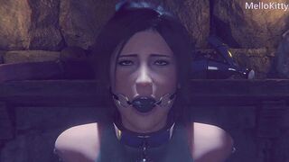 Lara Croft Bound Up BONDAGE - Fast Sex Toy Machine - Anal