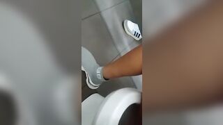 into outdoors toilet pee inside my pink tights