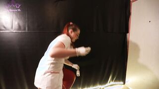 Female doctor FISTING his butt until he CUM