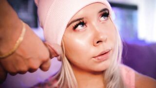 Hispanic blonde is fond of blowing dick and loves to